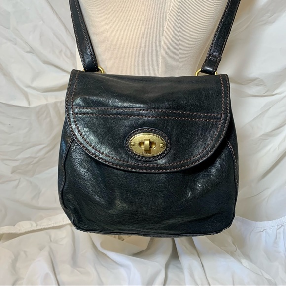 FOSSIL Turn Key Black Leather CrossBody Bag - Picture 7 of 7